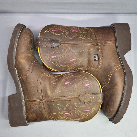 Justin Gypsy Gemma Boots Women's Size 9B Brown Shetland Buffalo Leather GY9526 - Picture 10 of 16